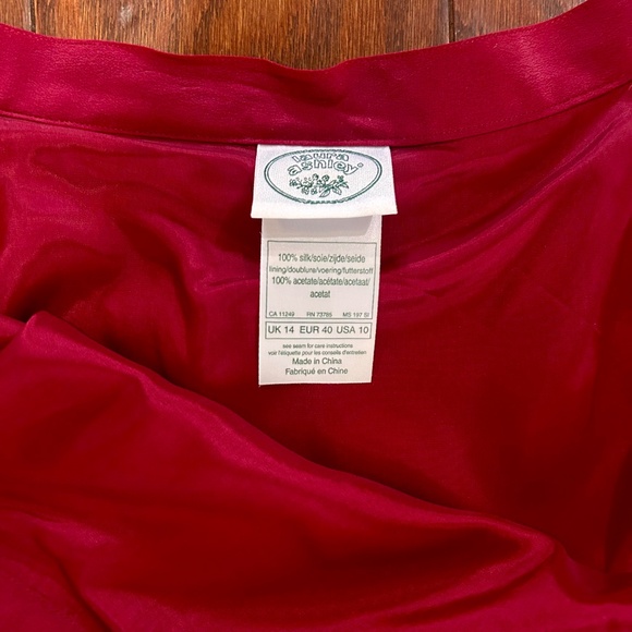 90s Vintage Laura Ashley Silk A-line Maxi Tea Length Skirt Shiny Rust Holiday - Picture 5 of 6
